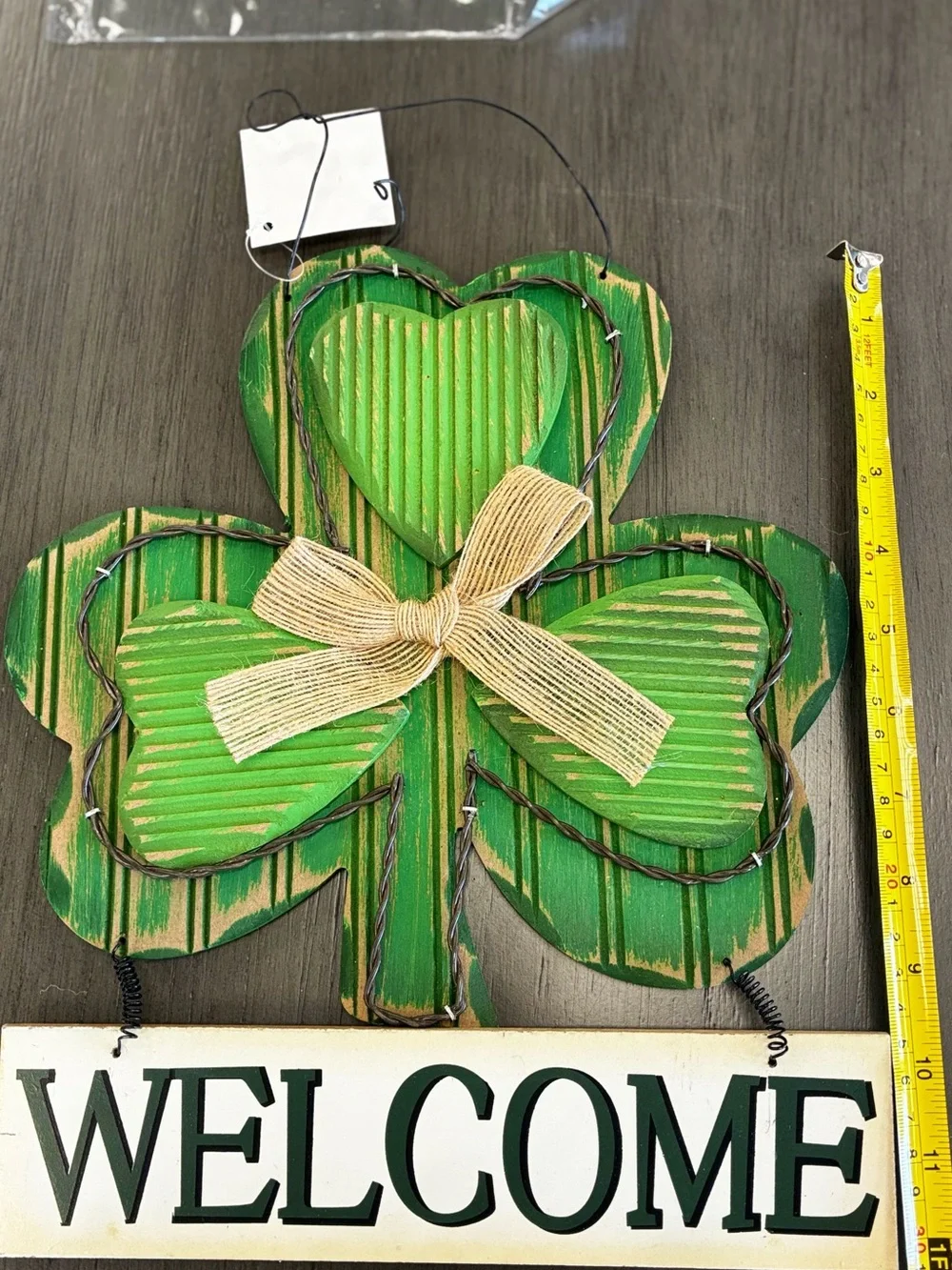 Assorted St. Patrick's Green Shamrock Welcome Sign and home decoration accents